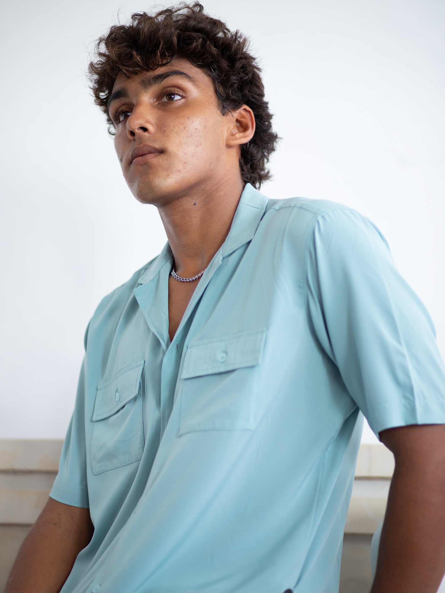 Oversized S/S camp collar shirt