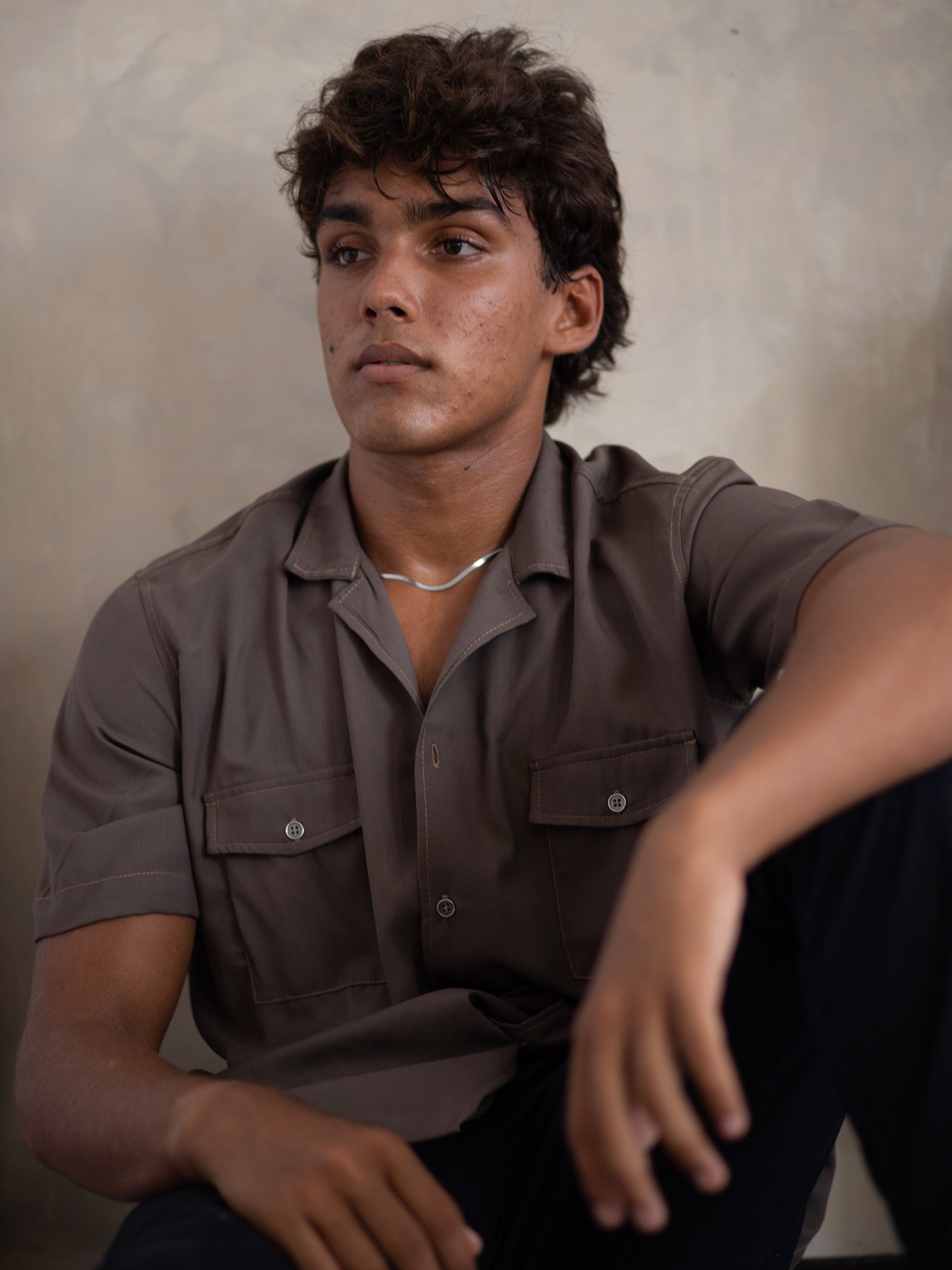 Oversized S/S camp collar shirt