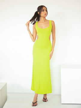 Cut Out Detailed Ribbed Maxi Dress