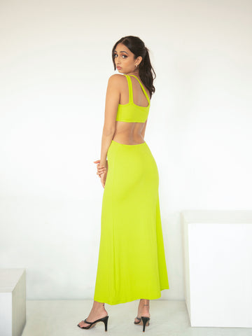 Cut Out Detailed Ribbed Maxi Dress