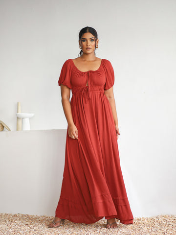 Front Tieup Maxi Dress