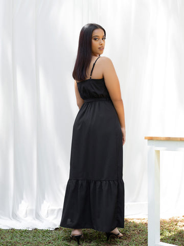 Bustier Detailed Front Tie-up Maxi Dress