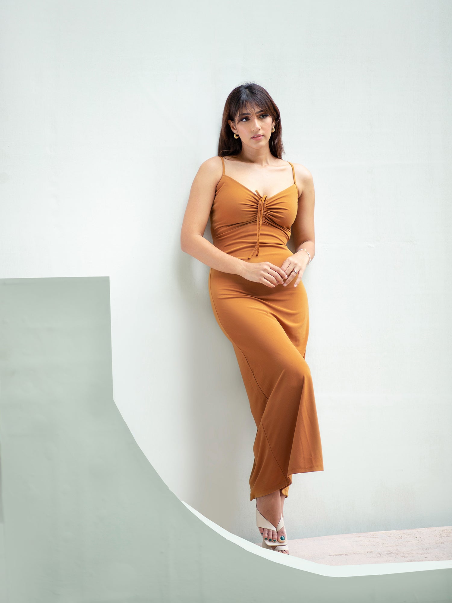 Front Ruched Detail Maxi Dress