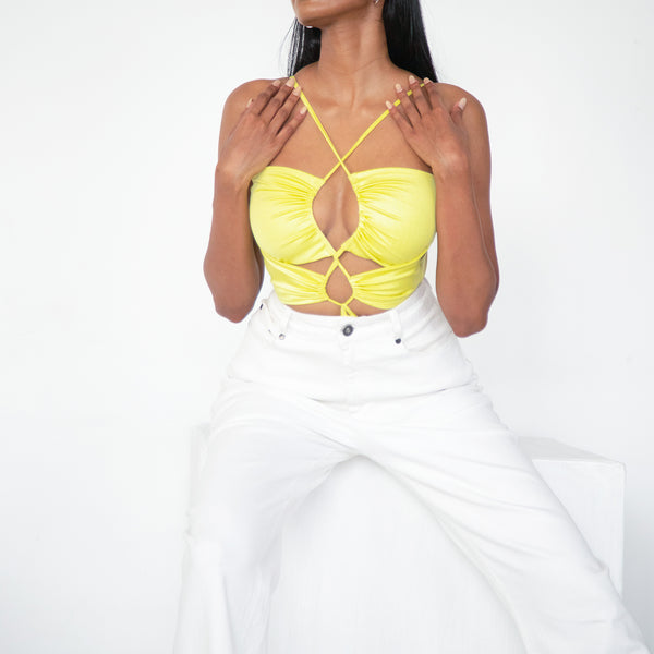 Cut Out Detailed Back Tie-up Body Suit