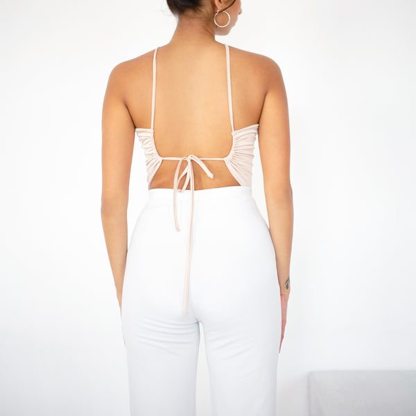 Cut Out Detailed Back Tie-up Body Suit