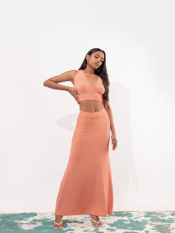 Plunging Neckline Detail Crop Top