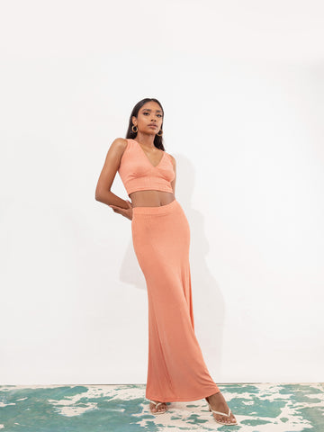 Plunging Neckline Detail Crop Top