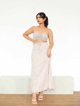 High Waist Flared Maxi Skirt