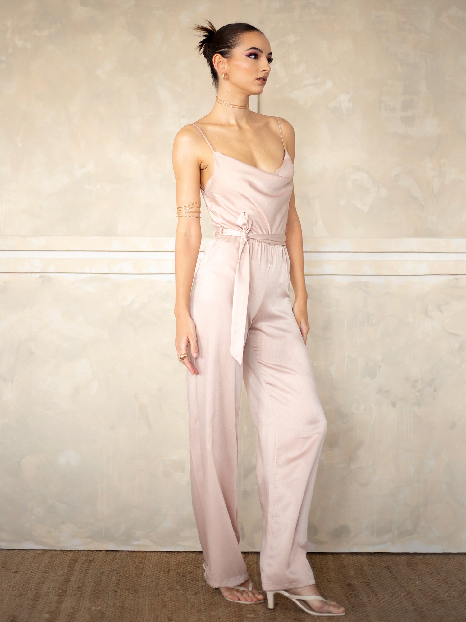 Cowl Neck Wide Leg Jumpsuit