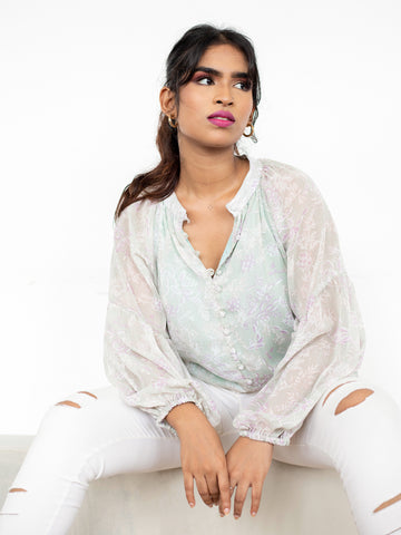 Drop Sleeve Button Down Top