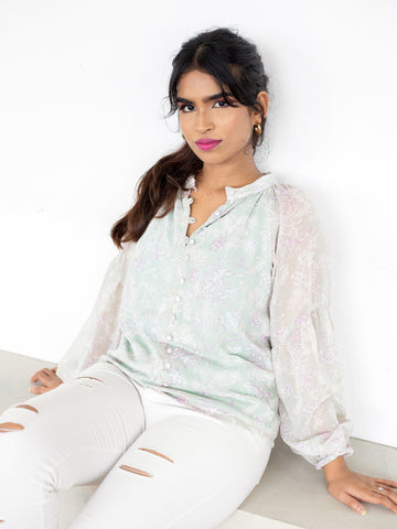 Drop Sleeve Button Down Top