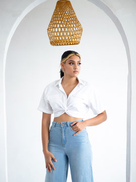 Front Twisted Crop Shirt