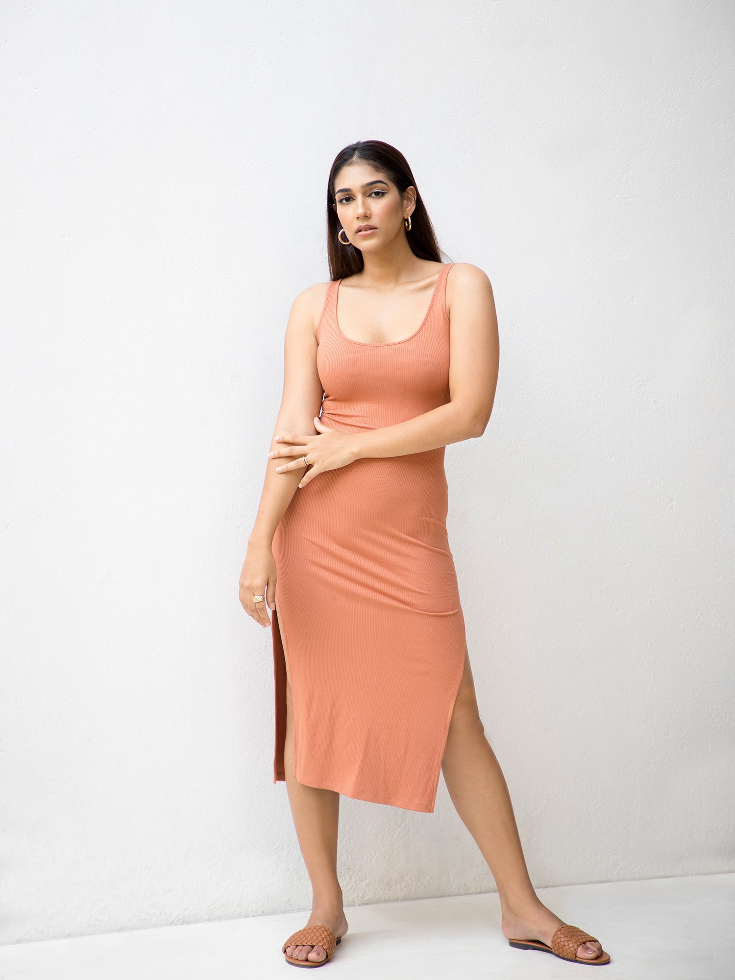 Back Open Rib Long Dress