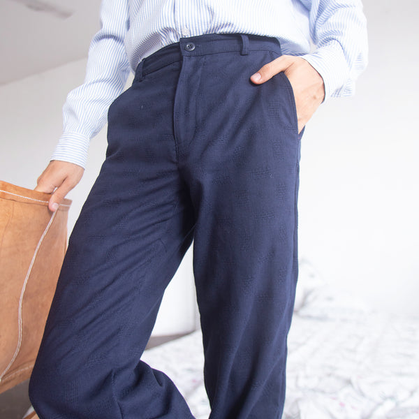 Men's high waisted wide leg trouser