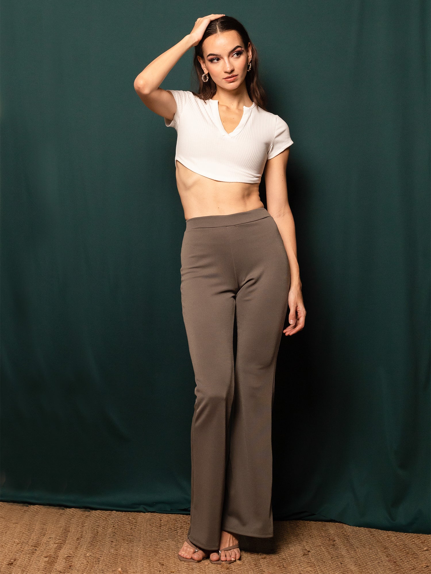 High Waist Boot Leg Trouser