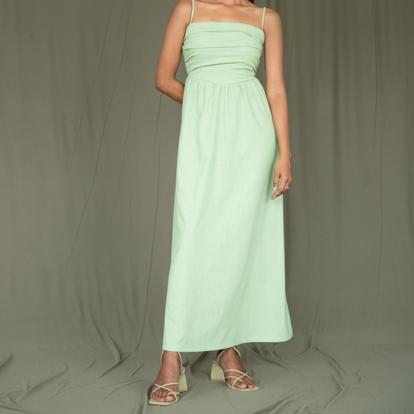 Front Gathered Detail Maxi Dress