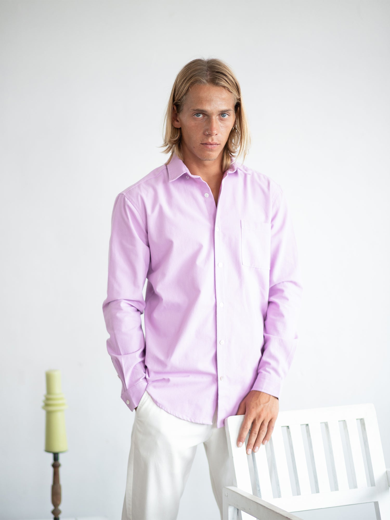 Long sleeved regular collar shirt
