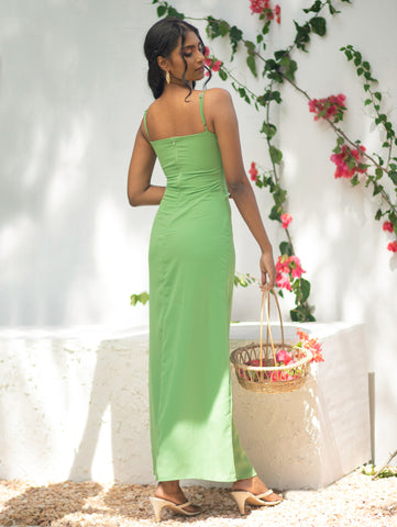 Bustier  Detailed Front Tie-UP Maxi Dress