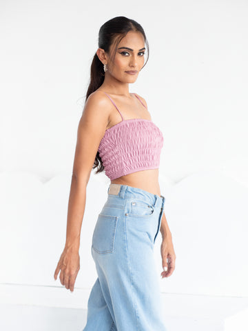 Smocked Detail Crop Top