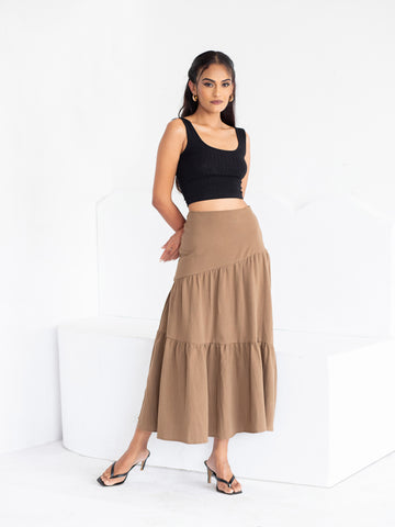 Asymmetrical tiered Midi Skirt