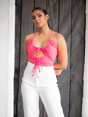 Front Ruched Detail Crop Top
