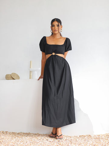 Puff Sleeve Off Shoulder Midi Dress