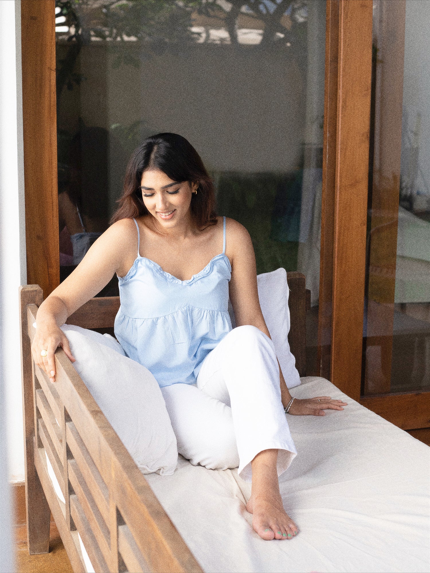 V Neck Frill Detail Cami Top