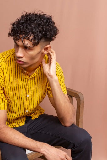 Short sleeved chinese collar shirt