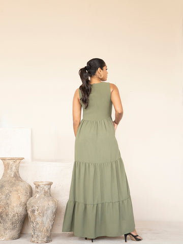 Sleeveless Tiered Maxi Dress