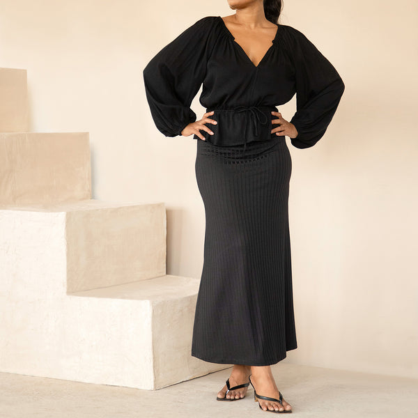 Front Tie Up Long Sleeve Top