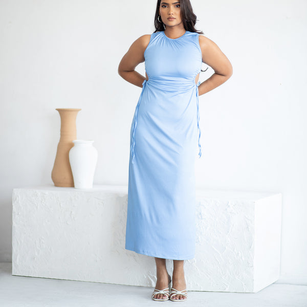 Side Cutout Detail Ruch Maxi Dress