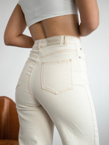 High Waist Ecru Denim