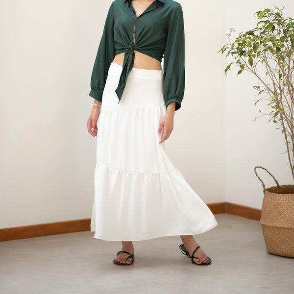 Asymmetrical Tiered Detail Midi Skirt